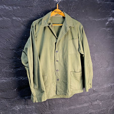 Vintage 60s 70s French Olive Green Cotton Chore Jacket Workwear Veste Size L picture