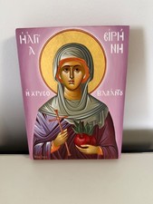 Rare Saint Irene Chrysovalantou Greek Orthodox Byzantine Icon Hand Painted picture