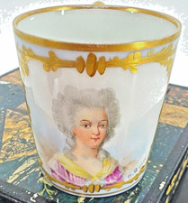 Antique Minature Porcelain Cabinet Cup Marie Antoinette Hand Painted Signed 2