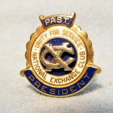 Vintage 14k Yellow Gold Enameled National EXCHANGE CLUB Past President Lapel Pin picture
