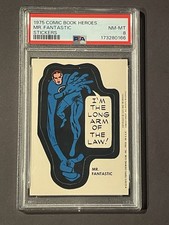 1975 Topps Comic Book Heroes Mr. Fantastic Sticker PSA 8 picture