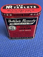 Vintage Nature’s Remedy NR Laxative Tin 180 Vegetable Tablets Red Medical Empty picture