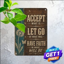 Accept What Was Let Go Quote Sign Metal Tin Plaque Wall Decor 8x12 picture
