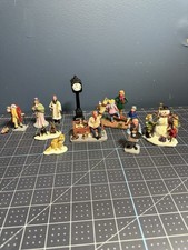 Lot of 11 Lemax Christmas Village Figures People Priest Animals Kids Shoe Clock picture