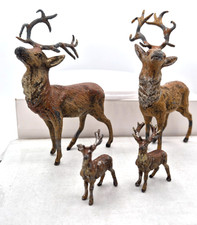 Antique 1930's Reindeer Metal Buck Deer Figurine Antlers Germany. Putz. Set 4 picture