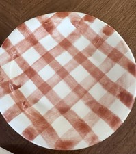 Very Rare Rae Dunn Dimple Plate 6” Handmade Handpainted Gingham picture