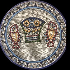 Vintage Two Fish Loaves Mosaic Style Wall Plate picture