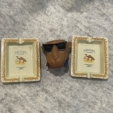 Vintage Camel Cigarettes Ceramic Ashtrays & Joe Camel Head Can Koozie Lot picture