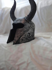 Viking Decorative Steel Horned Helmet Reproduction Silver/Black picture