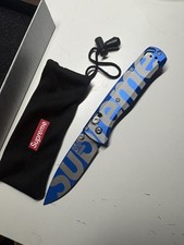 *NEW* Supreme Bugout Blue Pocket Knife Beautiful Piece of ART picture