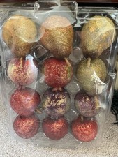 Set of 12 Sugared Beaded Pear / Pomegranate / Apple Ornaments Faux Fruit 3