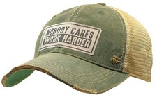 Vintage Life Nobody Cares Work Harder Cap, Dark Green picture