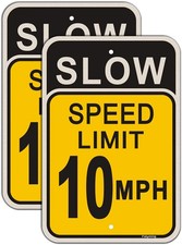 2 Pack Slow Speed Limit 10 MPH Sign 18 X 12 Inches Engineer Grade Metal Reflecti picture