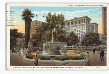 Los Angeles California CA Postcard 1927 Fountain In Pershing Square picture
