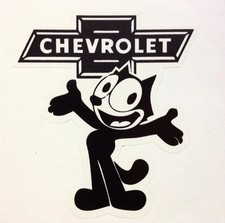 FELIX THE CAT CHEVROLET HOT ROD RAT FINK BIKER RACING STICKER 4 in. picture