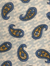 VTG 1960s Cotton Flannel Fabric Blue Gold Paisley 36” Wide Pristine NOS 6 Yards picture