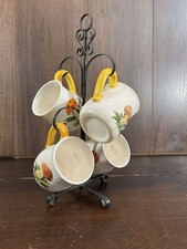 Vintage Sears Roebuck & Co Merry Mushroom Mugs Set of 4 With Rack Cups picture