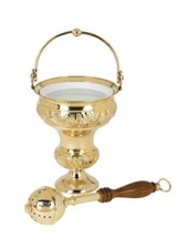 Holy Water Pot. Ornate Holy Water Pot with Sprinkler Set, Holy Water Bucket picture