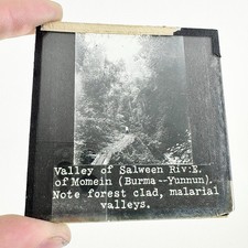 Vintage Burma-Yunnan Momein Salween River B&W Glass Magic Lantern Photo Slide picture