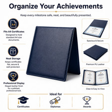 Professional A4 Certificate Portfolio, Water-Resistant PU Leather Document Album picture