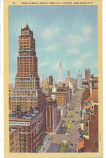 LINEN Postcard      PARK STREET SOUTH FROM 57TH STREET  -  NEW YORK CITY, NY picture