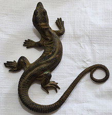 Antique Artisan BRONZE brass lizard Reptile Paperwight Figurine Lost-wax Casting picture