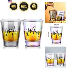 Sumind 2 Pack Mr and Mrs Shot Glasses for Bride and Groom Wedding Gift picture
