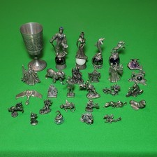 Lot 28 Pewter Figures Mullingar Goblet King Queen Knight Castle Wizards Dragons+ picture