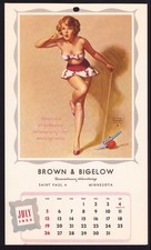 VINTAGE 1953 PINUP GIRL CALENDAR PAGE BROWN & BIGELOW POSTER EARL MORAN GGA ART picture