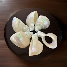 Vtg Made In Philippines Pearl Iridescent Sea Shell Napkin Holders Set Of 6 picture