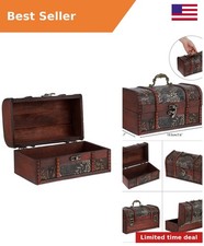 Vintage Treasure Chest Box, Wooden Pirate Keepsakes Box, Medium picture
