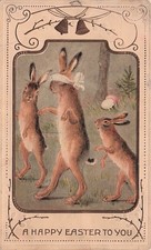 Easter Card Ellen Clapsaddle Bunny Rabbit Anthropomorphic Vtg Postcard I65 picture