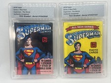 1978 Topps Superman The Movie Lot Of 2 Wax Pack Authentic Unopened Encapsulated picture