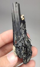 37-gm Shiny Black Tourmaline (Schorl) Crystal with Minor Feldspar - skardu, Pak. picture
