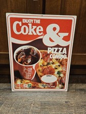 Vintage Coca-Cola & Pizza Combo DOUBLE-SIDED Counter Display Sign VG+ picture