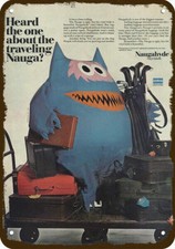 1967 NAUGAHYDE Vinyl Fabric Nauga Mascot Vntg-Look DECORATIVE REPLICA METAL SIGN picture