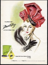 DEVASTATING ANJOU Perfume 1945 MAGAZINE AD Pretty Woman in Big PINK HAT  picture