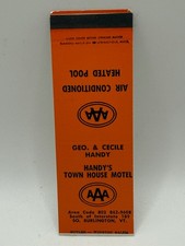 Vintage Handy's Town House Motel AAA Matchbook Springfield MA Vermont picture