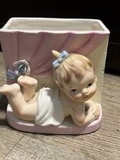 Vintage Napco 1961 Baby Girl Ceramic  Planter picture