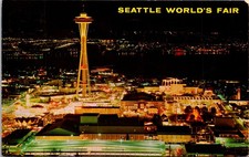 Worlds Fair Grounds at Night Seattle Washington WA 1962 Chrome Postcard XH13 picture