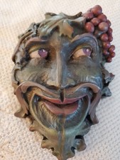 Vintage Bacchus Greek God Of Wine Face Wall Decor 1991 Signed. Heavy 7