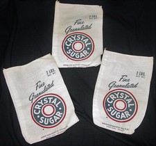3 2 lb. CRYSTAL SUGAR FINE GRANULATED SUGAR CLOTH BAGS-BEMIS OMAHA BAG COMPANY picture
