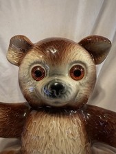 Vintage MCM Howard Kron Teddy Bear TV Lamp Glazed Ceramic 1950s Texans Inc RARE picture