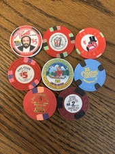 Lot of (8) $5 and $25 Casino Chips from all over the USA 🇺🇸 picture