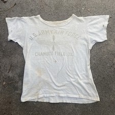 Vintage 40s WW2 Tee Shirt USAAF Chanute Field Small Army Air Force Distressed picture