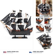 NAUTIMALL Black Pearl wooden pirate ship model 20 inch prebuilt sailboat picture