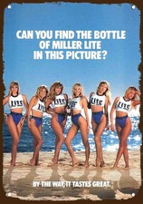 1989 MILLER BEER SEXY BLONDE BIKINI WOMEN Vnt-Look DECORATIVE REPLICA METAL SIGN picture