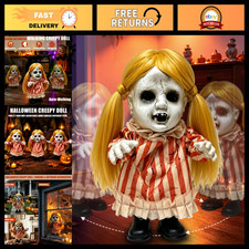 Creepy Doll Animatronic Halloween Decoration - 13