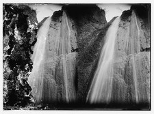 Photo:Middle East Waterfall 1900s Double Falls Landscape Stereograph picture