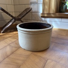 Antique Stoneware Butter Crock rare size 4” x 7”  picture